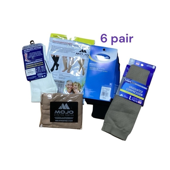 NWT 6 PAIR COMPRESSION SOCKS VARIOUS SIZES FROM L-XXXL - Picture 1 of 6